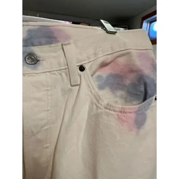 NEW Levi's 501 Jeans Womens Straight Leg White Tie Dye High Waisted Size 31x30 - Picture 11 of 14